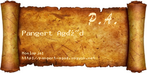 Pangert Agád névjegykártya